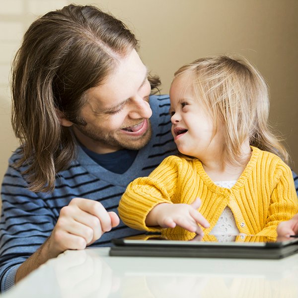 Father and daughter with down syndrome